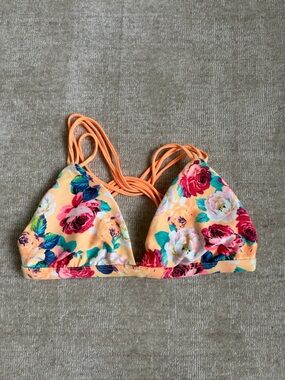 Body Glove Floral Triangle Bikini Top in Peach and Pink